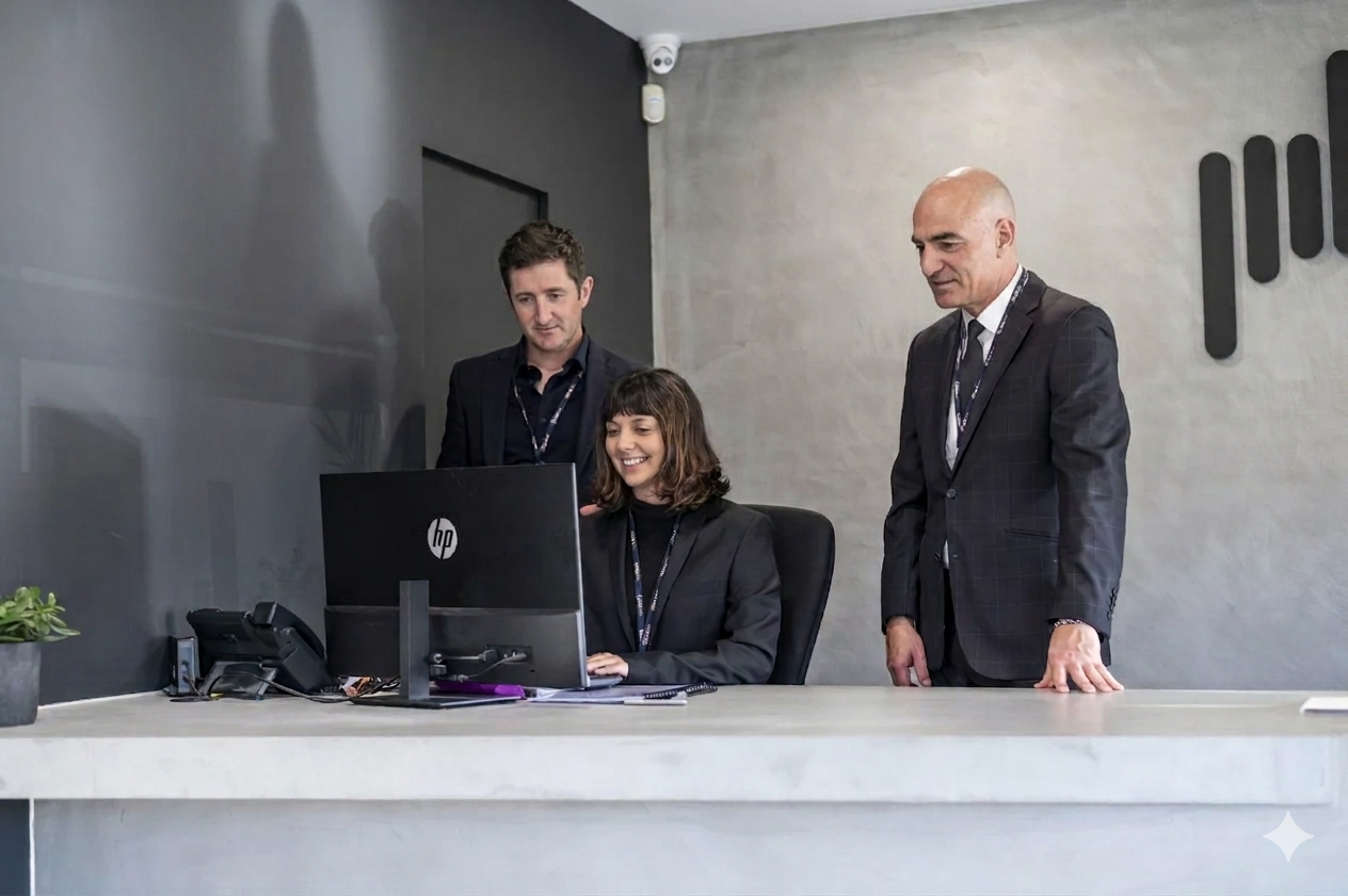 Shining Services front-of-house concierge team at a reception desk